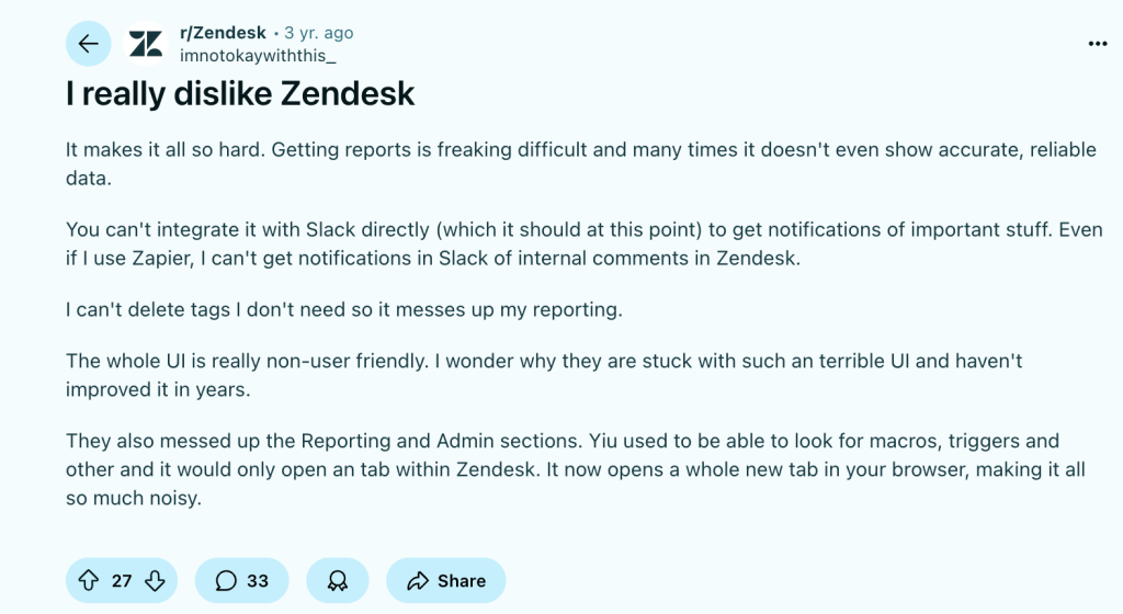 Zendesk user review